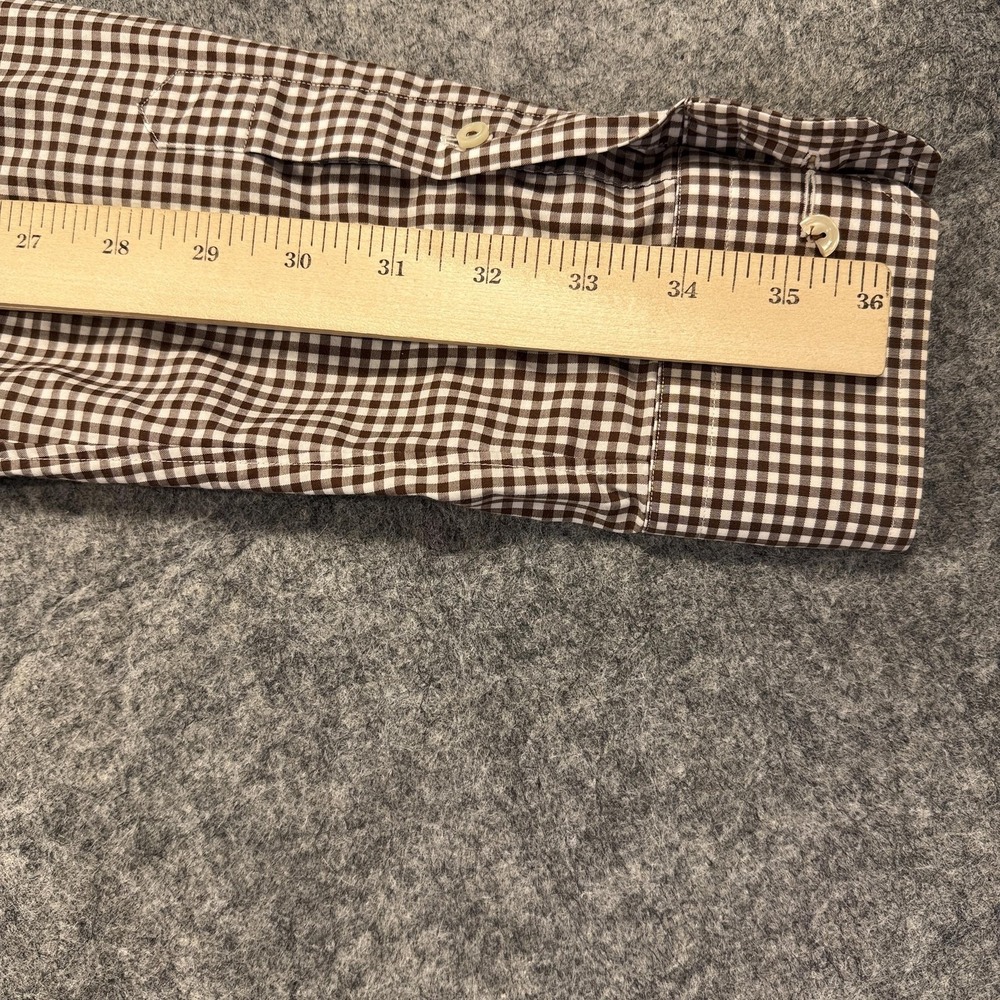Eton Dress Shirt Mens Extra Large Brown Gingham Check Long Sleeve Spread Collar - Picture 11 of 12